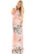 Blush Floral Print Sleeveless Long Boho Dress